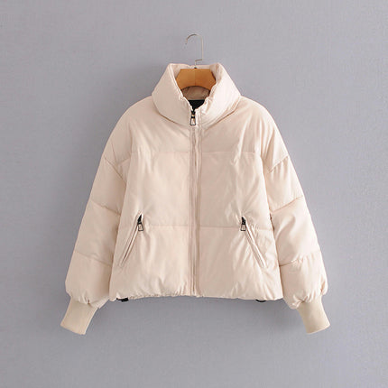 Womens Winter Quilted Jackets Long Sleeve Full Zip Puffer Coats with Pockets
