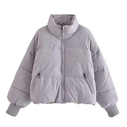 Womens Winter Quilted Jackets Long Sleeve Full Zip Puffer Coats with Pockets