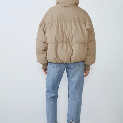 Womens Winter Quilted Jackets Long Sleeve Full Zip Puffer Coats with Pockets