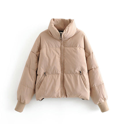 Womens Winter Quilted Jackets Long Sleeve Full Zip Puffer Coats with Pockets