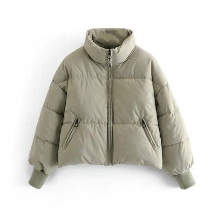 Womens Winter Quilted Jackets Long Sleeve Full Zip Puffer Coats with Pockets