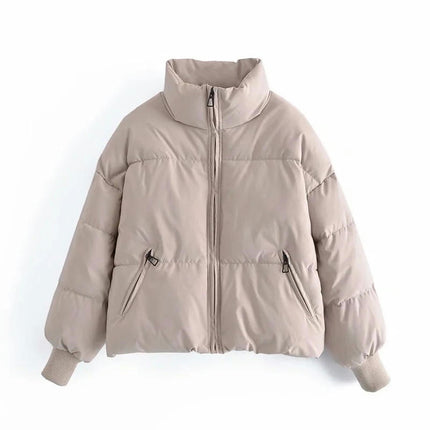Womens Winter Quilted Jackets Long Sleeve Full Zip Puffer Coats with Pockets