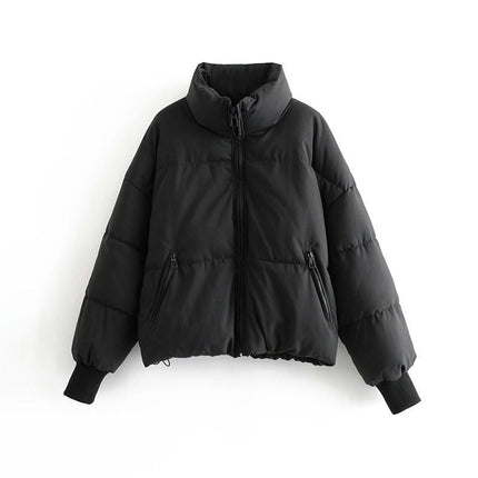 Womens Winter Quilted Jackets Long Sleeve Full Zip Puffer Coats with Pockets
