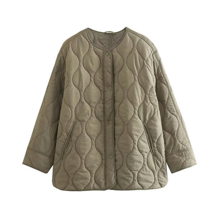 Womens Lightweight Quilted Jackets Button Down Coats Padded Outwear with Pockets
