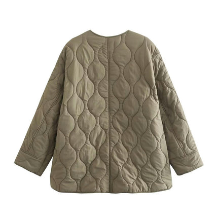 Womens Lightweight Quilted Jackets Button Down Coats Padded Outwear with Pockets