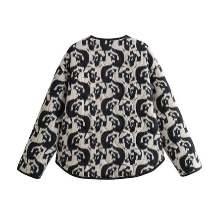 Womens Floral Quilted Jacket Button Down Print Long Sleeve Lightweight Coat