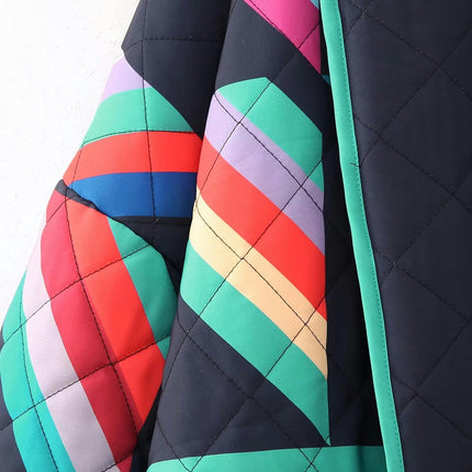 Women's Quilted Jacket Cardigan Lightweight Colorblock Open Front Padded Coat