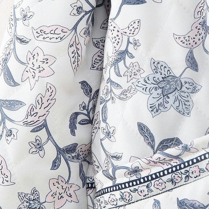 Women's Floral Quilted Jackets Open Front Lightweight Padded Cardigan Coat