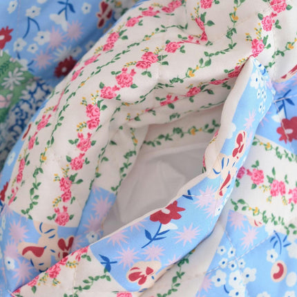 Women's Long Sleeve Quilted Jacket Button Down Floral Printed Lightweight Padded Coats