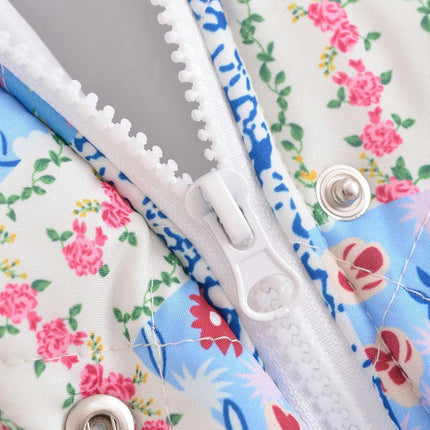 Women's Long Sleeve Quilted Jacket Button Down Floral Printed Lightweight Padded Coats