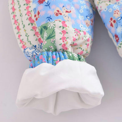 Women's Long Sleeve Quilted Jacket Button Down Floral Printed Lightweight Padded Coats
