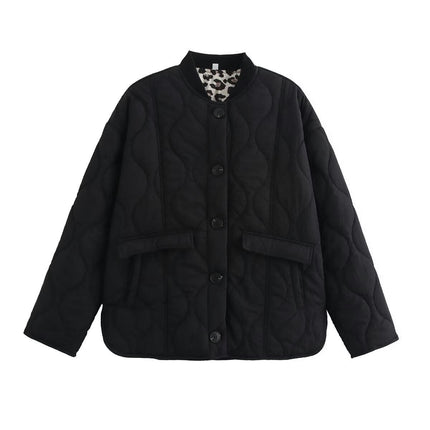 Womens Button Down Coats Quilted Lightweight Jackets Padded Outwear with Pockets