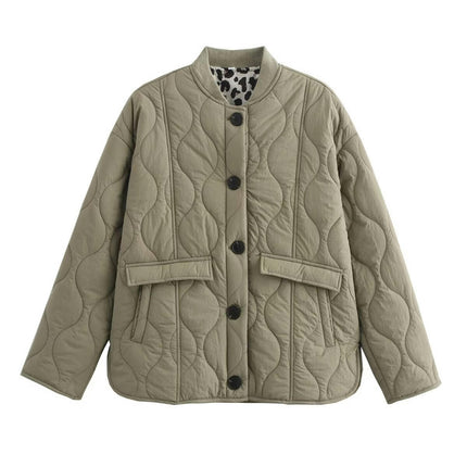 Womens Button Down Coats Quilted Lightweight Jackets Padded Outwear with Pockets