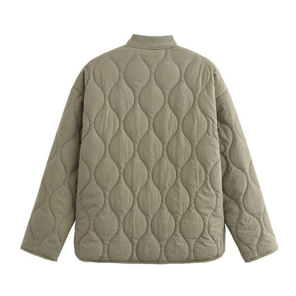 Womens Button Down Coats Quilted Lightweight Jackets Padded Outwear with Pockets
