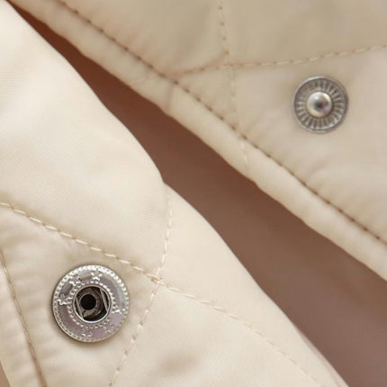 Women Lightweight Quilted Bomber Jacket Button Down Casual Winter Coats with Pockets