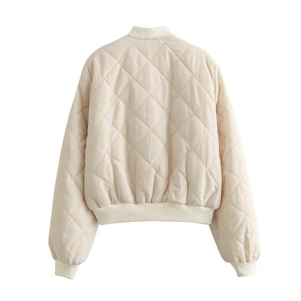 Women Lightweight Quilted Bomber Jacket Button Down Casual Winter Coats with Pockets