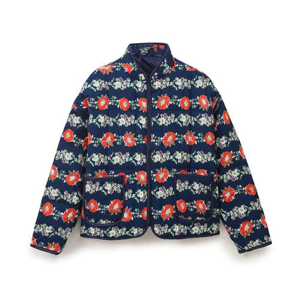 Women's Lightweight Floral Print Long Sleeve Jacket Open Front Padded Quilted Coat