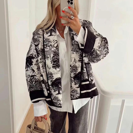 Women's Quilted Jacket Cardigan Lightweight Floral Printed Open Front Coat Winter Warm Outwear