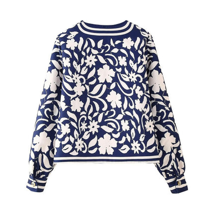 Women's Cropped Lightweight Floral Print Jacket Padded Coat Open Front Cardigan Outwear
