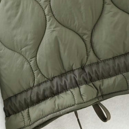 Women's Quilted Jacket Button Down Stand Collar Lightweight Coats Padded Outwear with Pockets