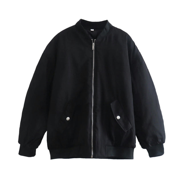 Women's Bomber Jacket Casual Coat Zip Up Outerwear Windbreaker with Pockets