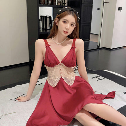 Women's Satin Pajamas Set Silky Robe with Sexy Slip Nightgown 2Pcs  Imitation Silk Sleepwear