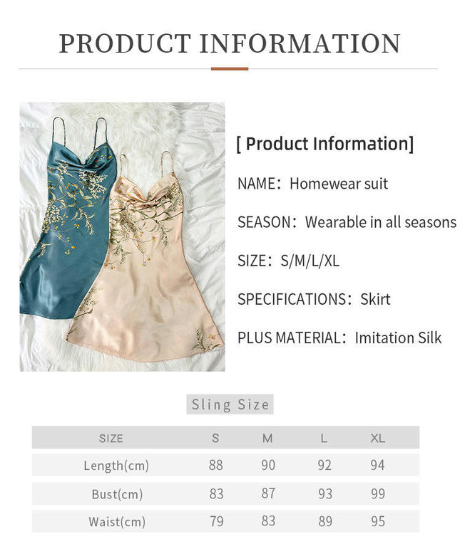 Womens 2 Pack Imitation Silk Nightgowns Sexy Print Satin Chmeise V Neck Nightwear