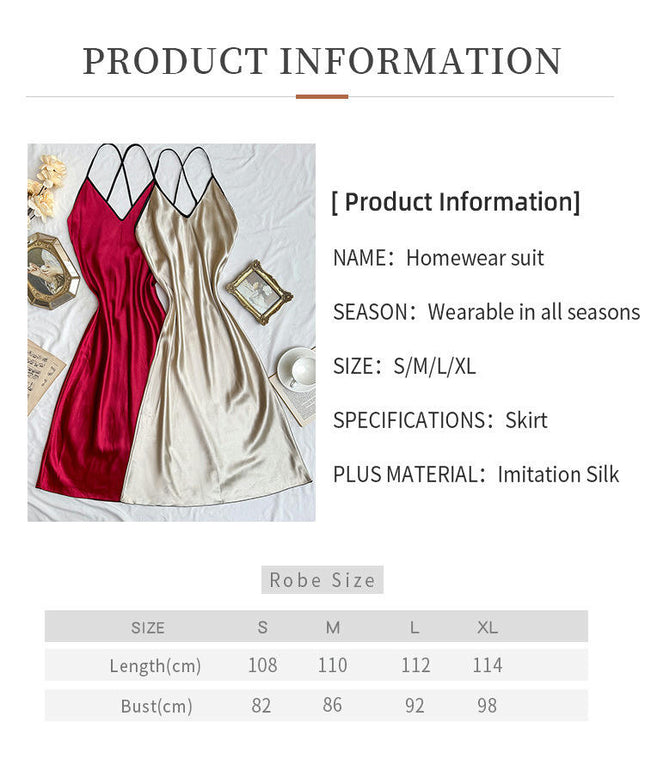 Nightgowns for Women 2 Pack Women's Satin Slip Dress Chemise Nightdress Sexy Imitation Silk Pajamas