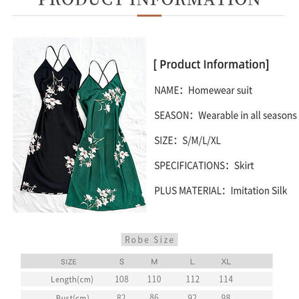 Women 2 Pack Faux Silk Printed Nightgown Sexy Lingerie Satin Nightdress V Neck Nightgown