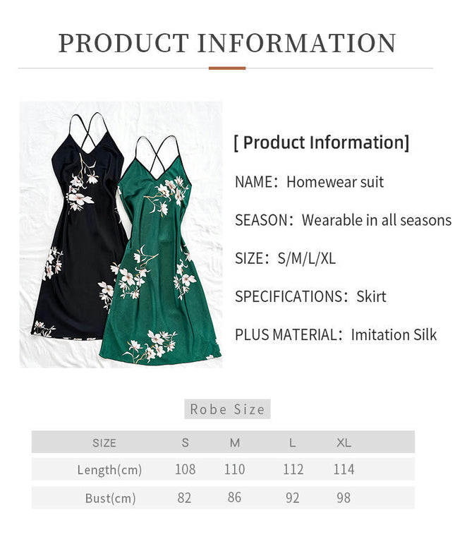 Women 2 Pack Faux Silk Printed Nightgown Sexy Lingerie Satin Nightdress V Neck Nightgown
