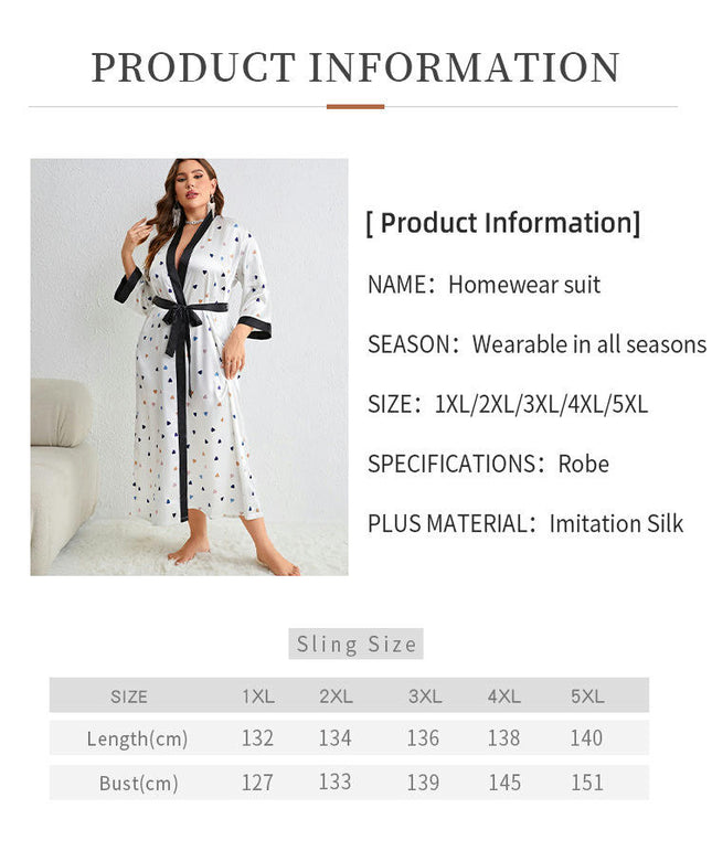 Large Size Imitation Silk Pajama Set - Women's Suspender Nightdress Lace-up Nightgown 2-piece Set