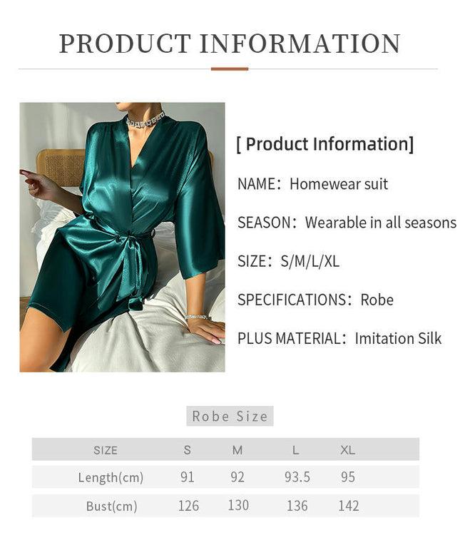 Women's Imitation Silk Satin Robe Bride & Bridesmaid Wedding Party Bathrobe Short Kimono Gown