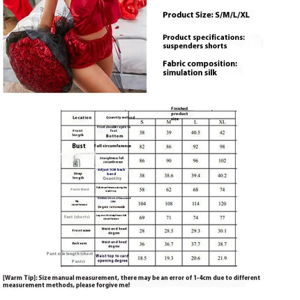 Women's Imitation Satin Pajamas Set Bra One-piece Suspender Sexy Pajamas Shorts Set
