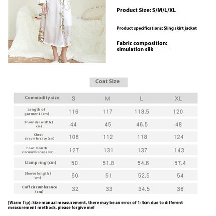 Women's Mid-length Printed Suspender Nightdress Imitation Silk Sexy Pajamas Robe