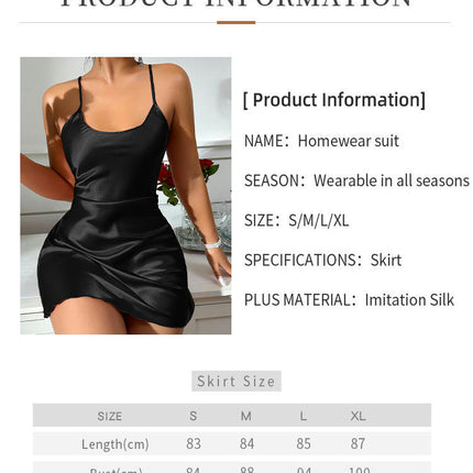 Women's Imitation Ice Silk Nightgown Sleeveless Nightgown Mini Cross Back Suspender Nightgown