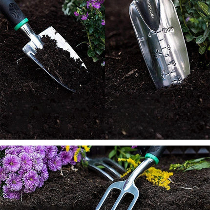 Stainless Steel Heavy Duty Gardening Tool Set with Non-slip Rubber Grips and Carrying Bag, Outdoor Hand Tools