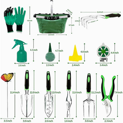 Gardening Tool Set, Stainless Steel Heavy Duty Gardening Tool Set, with Non-Slip Rubber Grip, Storage Tote Bag