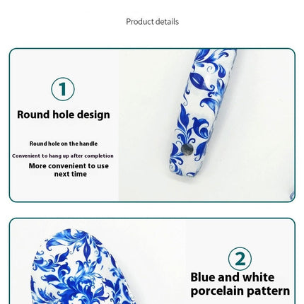 Garden Tools 3-Piece Set Blue and White Porcelain Gardening Garden Supplies Pruning Shears Rake Shovel