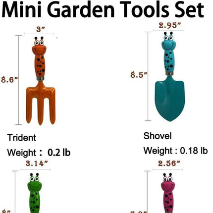 4 Piece Kids Beach Tools, Made of Metal Safe Beach Gardening Set,Fork,Trowel, Rake & Shovel Gifts for Kids
