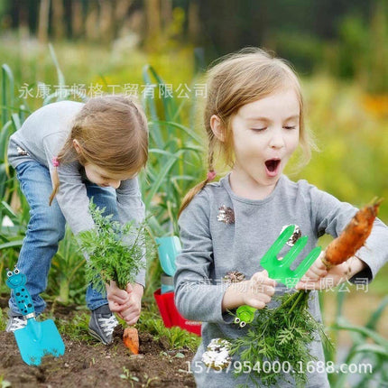 4 Piece Kids Beach Tools, Made of Metal Safe Beach Gardening Set,Fork,Trowel, Rake & Shovel Gifts for Kids