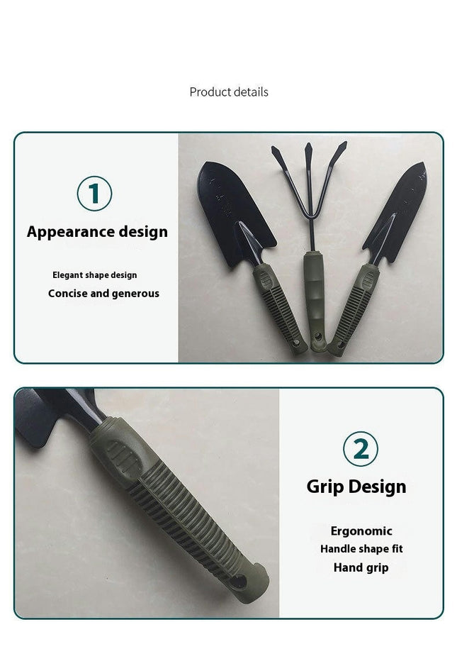 Plant Care Kit Soft Rubberized Non-Slip Handle Gardening Tool 3 Piece Set for Home Garden Lawn Farm
