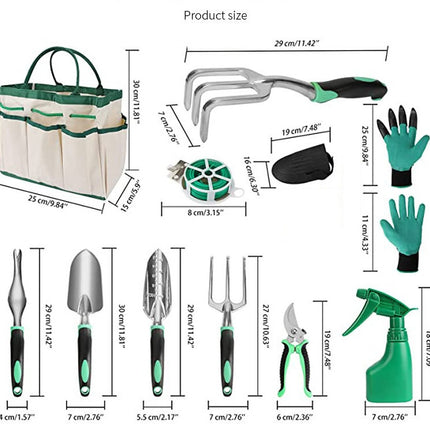 All-in-One Garden Tool Set, 11-Piece Heavy Duty Gardening Tools with Ergonomic Canvas Shoulder Crossbody Bag