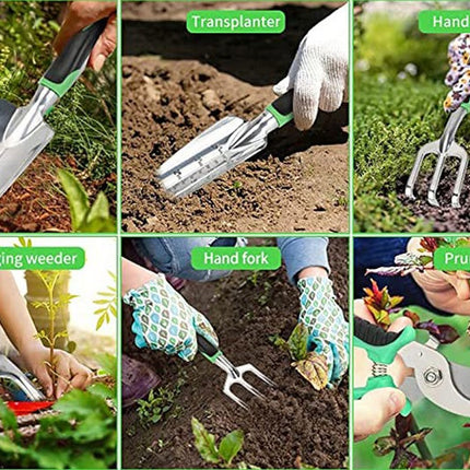 All-in-One Garden Tool Set, 11-Piece Heavy Duty Gardening Tools with Ergonomic Canvas Shoulder Crossbody Bag