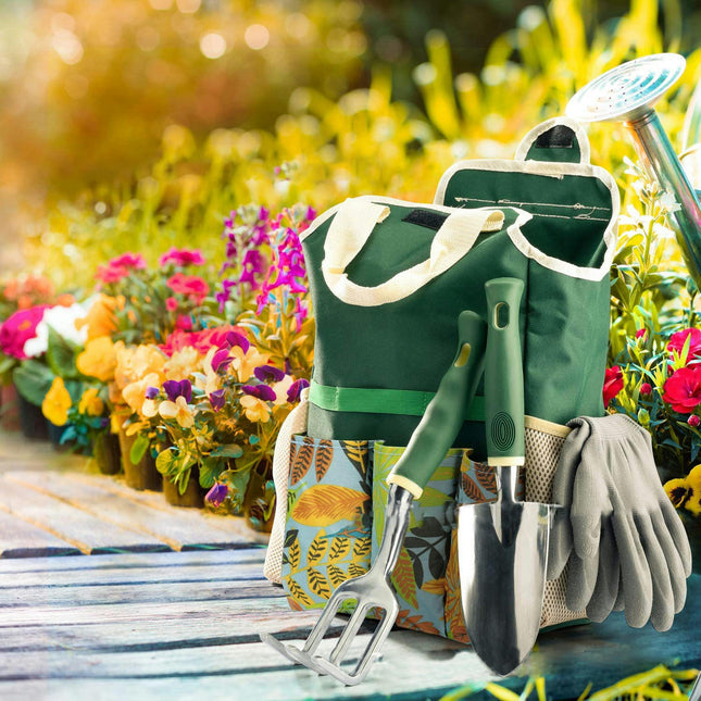 Heavy Duty Garden Tool Set, 15 Piece Aluminum Alloy Hand Tool with Garden Bag, Ideal Garden Tool Gifts