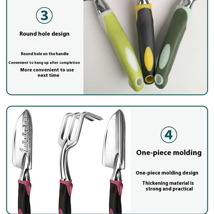 Garden Tool Set, 3 Piece Cast-Aluminum Heavy Duty Gardening Kit Includes Hand Trowel, Transplant Trowel and Hand Rake