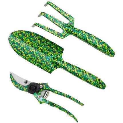 Floral Design Gardening Tools Set of 3 - Clippers, Trowel, and Weeding Fork - Cute Gardening Tools for Women