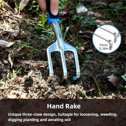 5 Pcs Gardening Tools with Non-Slip Rubber Grip Including Transplanting Spade Trowel Cultivator Ties and Gardening Gloves