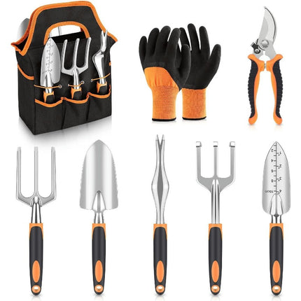 Garden Tools, 8-Piece Garden Tool Set with Non-Slip Handles, Lightweight Aluminum Alloy Durable Gardening Hand Tools
