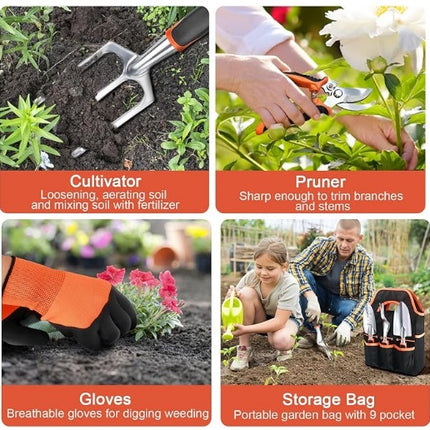 Garden Tools, 8-Piece Garden Tool Set with Non-Slip Handles, Lightweight Aluminum Alloy Durable Gardening Hand Tools