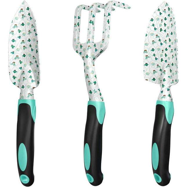 Gardening Tool Set 3-Piece-Gardening Tools with Rubber Non-slip Handles, Garden Gifts for Men and Women